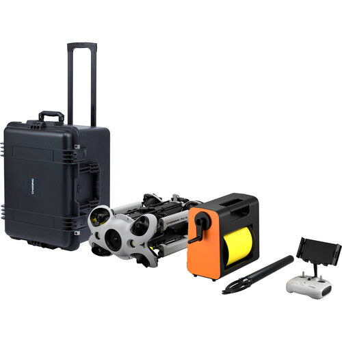 CHASING M2 S Value Pack equipment with controller, tether reel, grabber and wheeled case. Mobile device shown for illustration. See included equipment for this package.