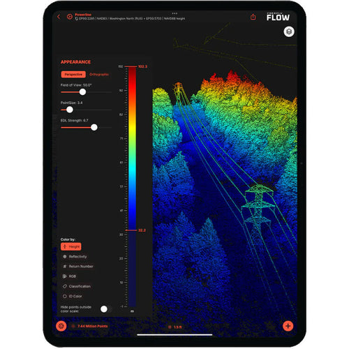 Freefly Flow point-cloud example on an iPad. Tablet shown for illustration and not included.
