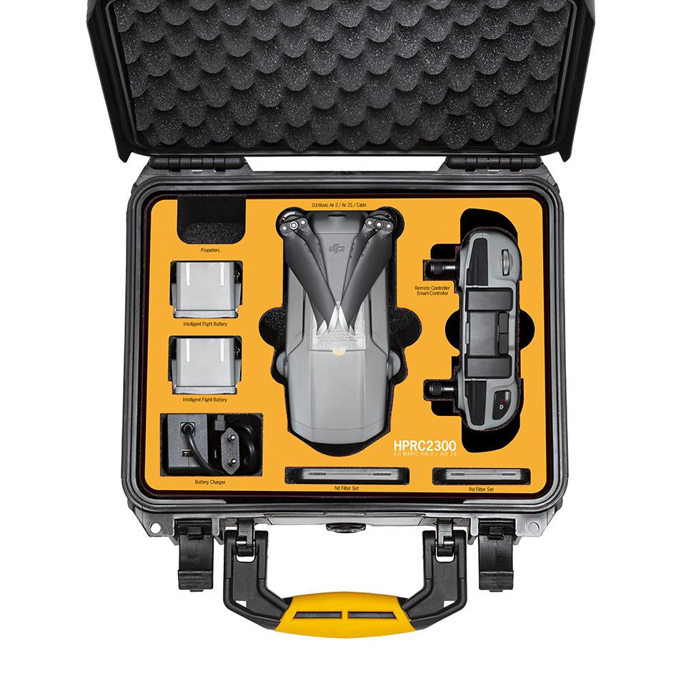 HPRC HARD CASE + FOAM FOR DJI MAVIC AIR 2S AND MAVIC — case interior with equipment illustrating storage fit