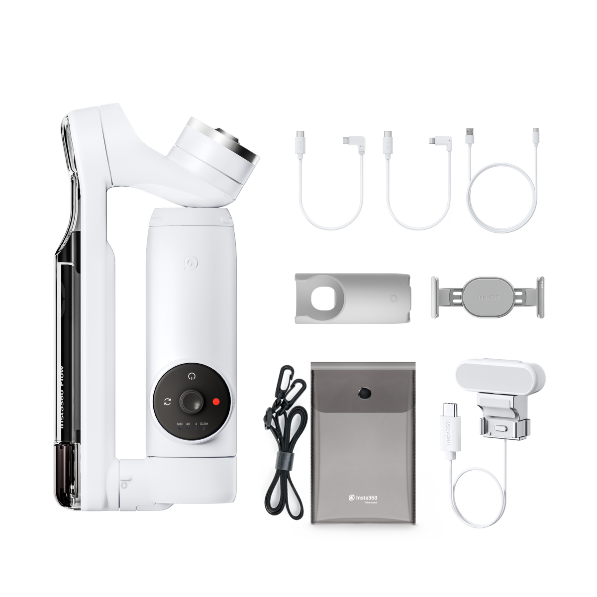 Insta360 Flow Creator Kit (White) - white Creator Kit with folded gimbal and accessories
