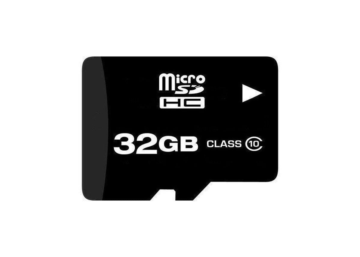 32GB microSD memory card shown for illustration. The supplied card may differ in appearance.