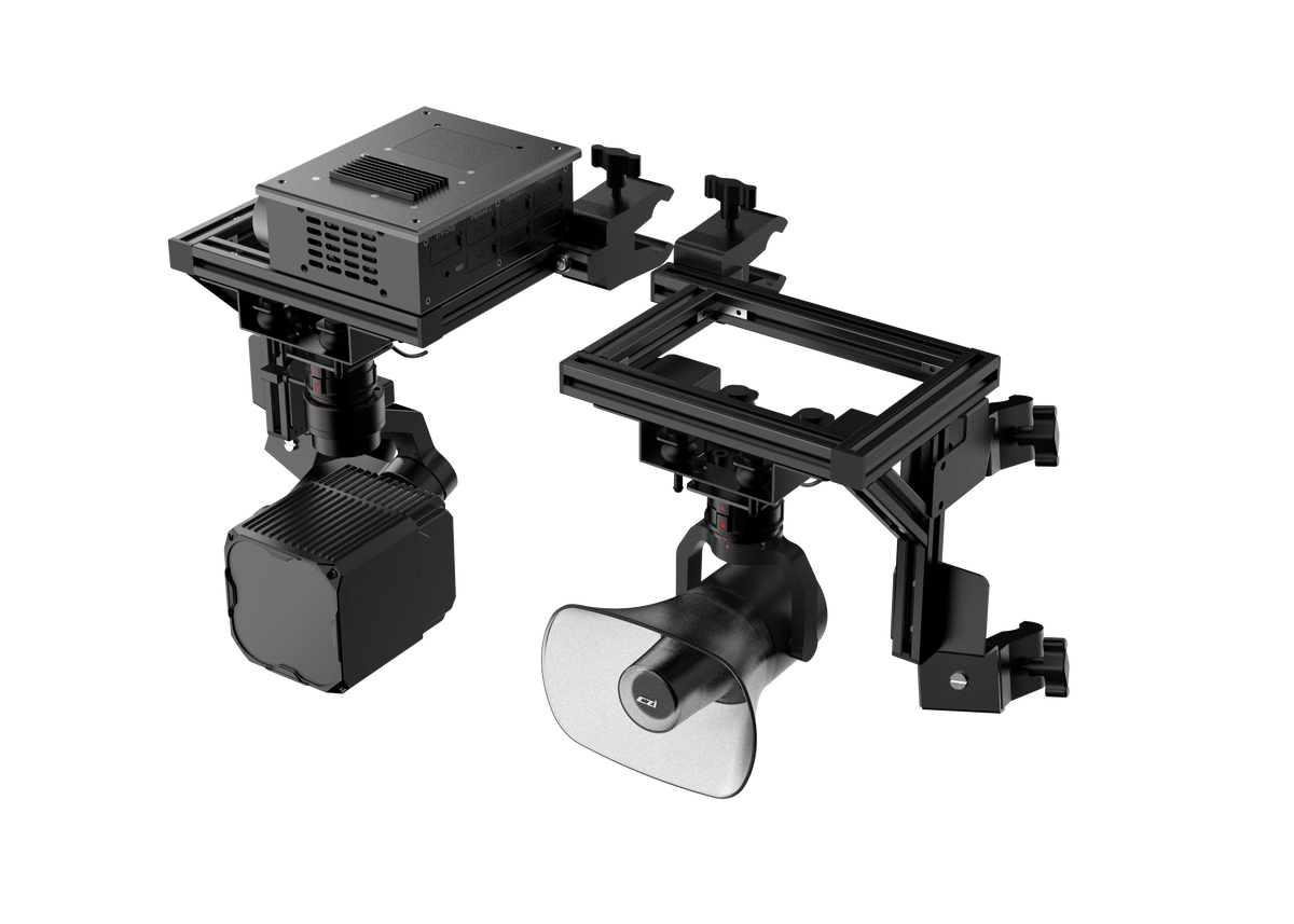 CZI FS35 mounting system shown with example mission payloads