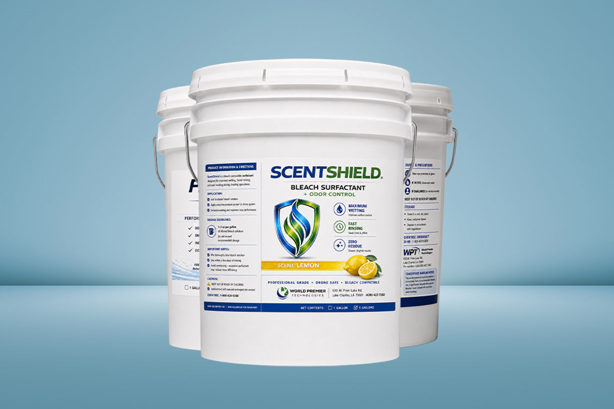 WPT cleaning-product family for illustration; this offer includes one 5-gallon container of ScentShield Lemon only, not the other products or sizes shown