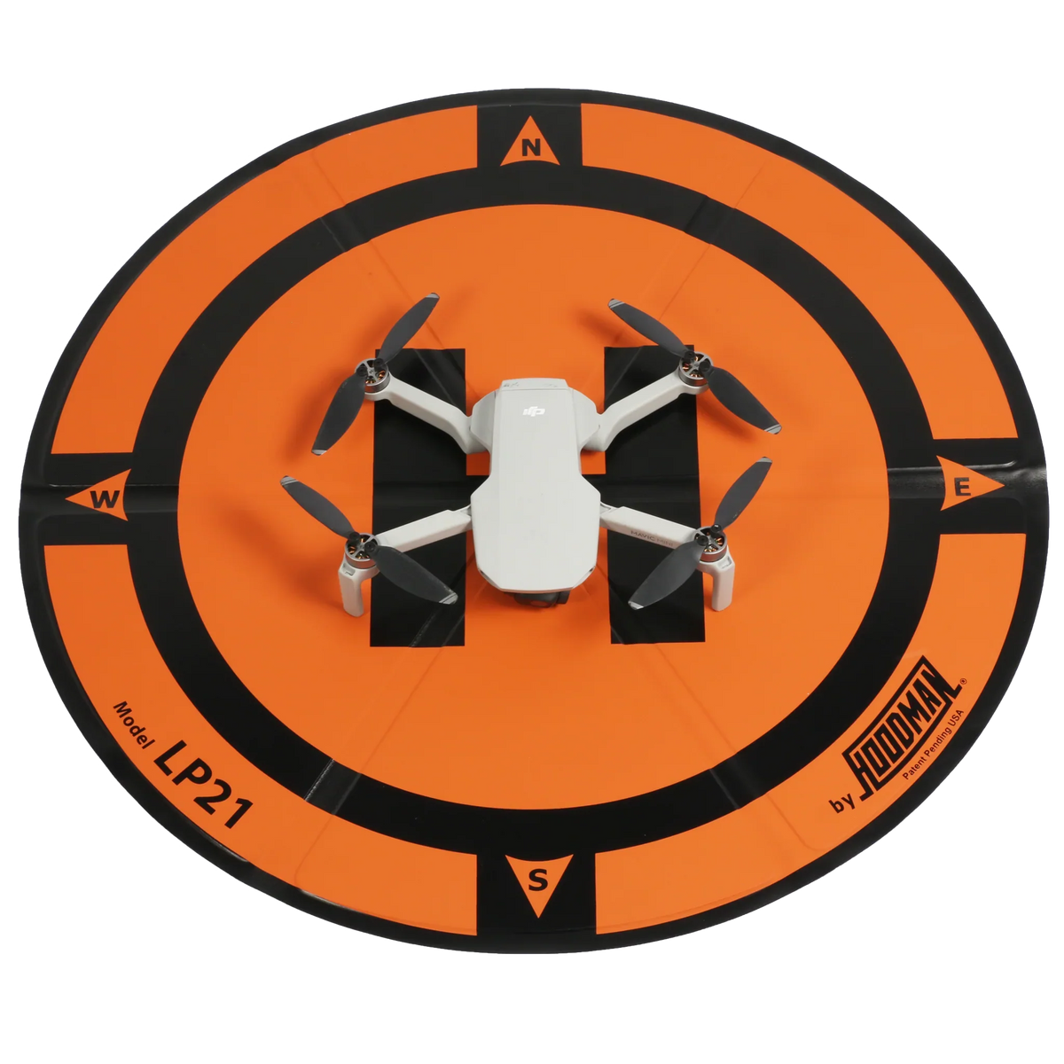 Hoodman LP21 landing pad with a small drone shown for scale.