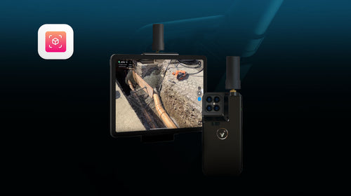 viDoc RTK site-capture workflow for illustration; phone, tablet, mounting case and software are not included