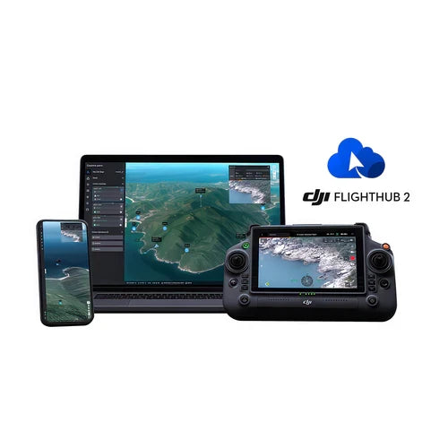 DJI FlightHub 2 Enterprise Version 1 Year (1 Device) product view 1; Product artwork illustrates the software or service. Computers, controllers, aircraft and other hardware pictured are not included.