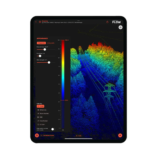 Freefly Flow point-cloud example on an iPad. Tablet shown for illustration and not included.