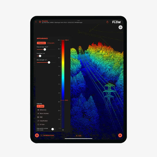 Freefly Flow point-cloud example on an iPad. Tablet shown for illustration and not included.