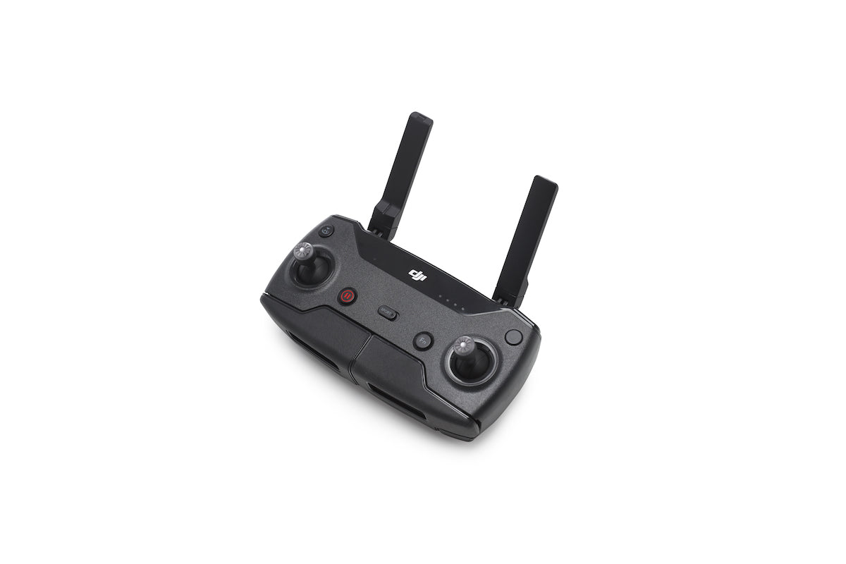 DJI Spark Remote Controller with antennas raised, angled front view.