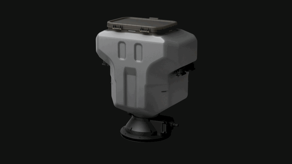 DJI Agras T30 Spreading System 3.0 hopper and spreading mechanism.