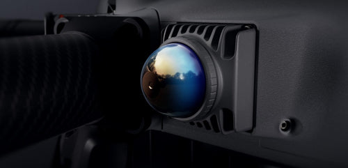 Close-up of the DJI Agras T100 LiDAR sensor