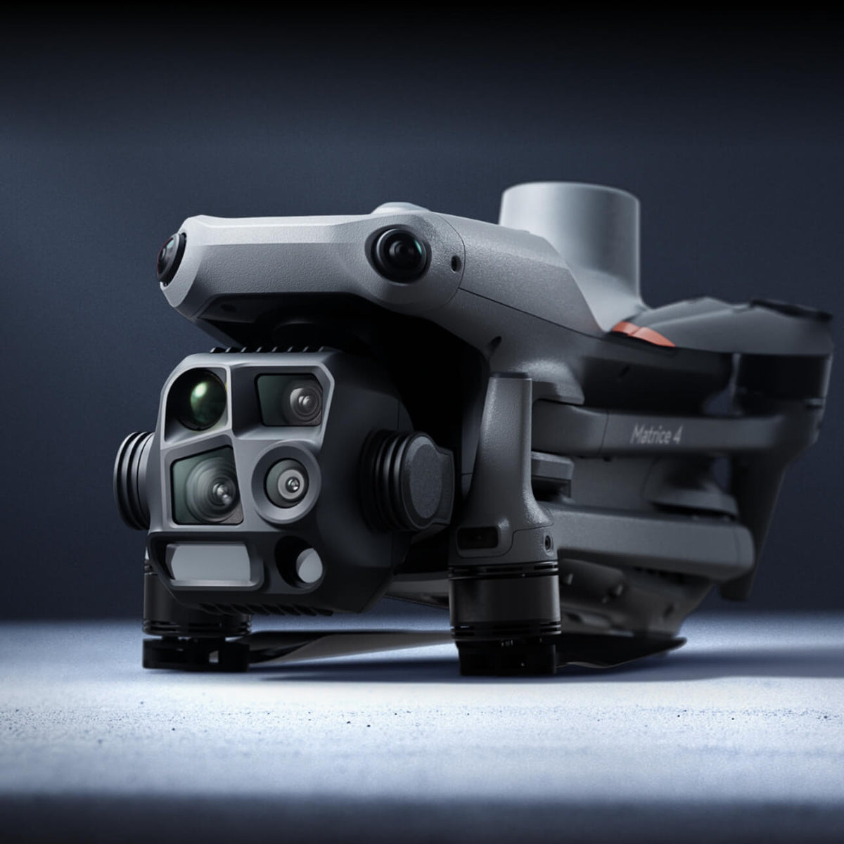 Close-up of the DJI Matrice 4T thermal and visual camera assembly